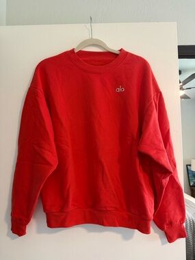 ALO Yoga unisex Bright Red Crewneck Sweatshirt. Red hot summer.